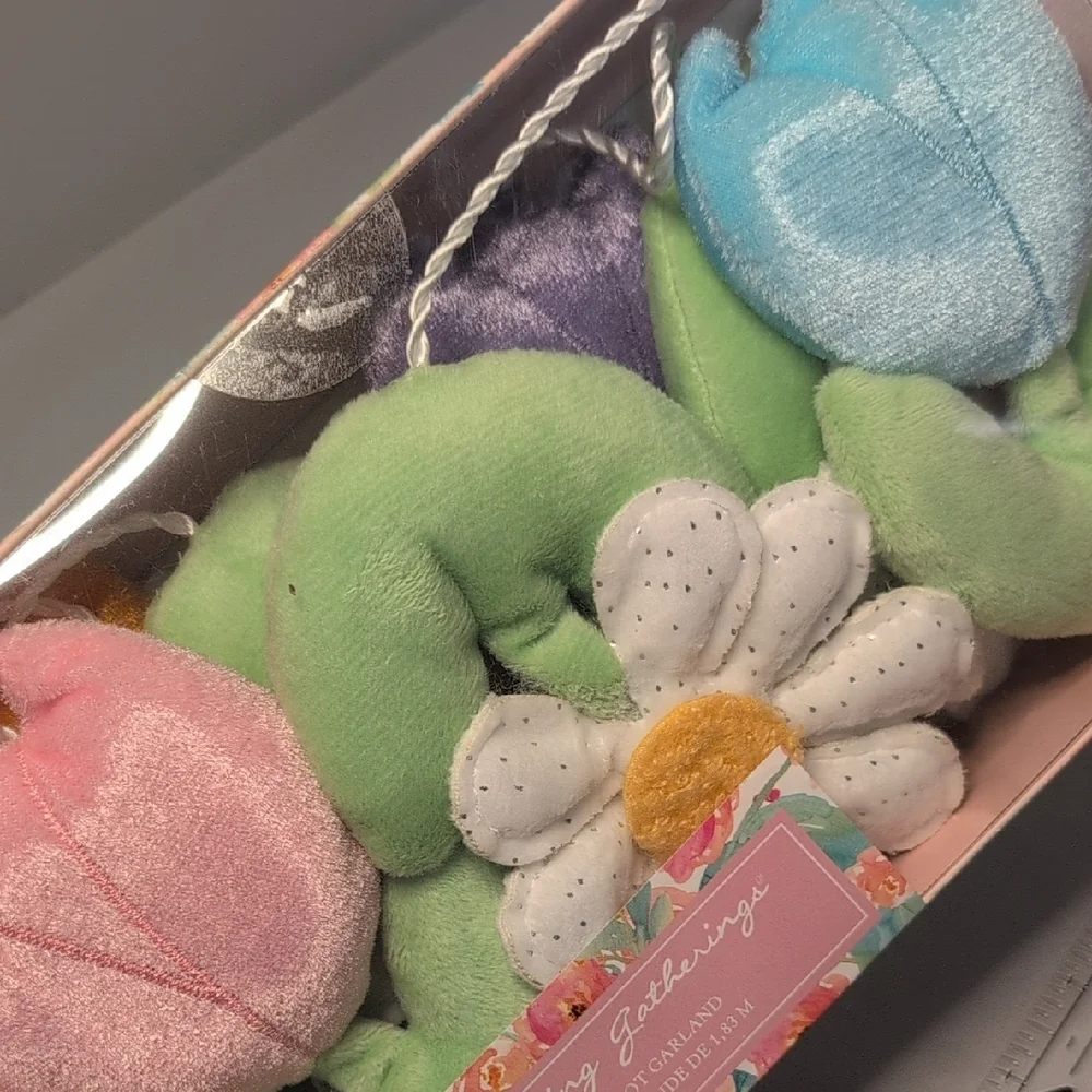 Spring Gatherings Spring Floral Plush 6 Foot Garland - Pink, Blue, Green